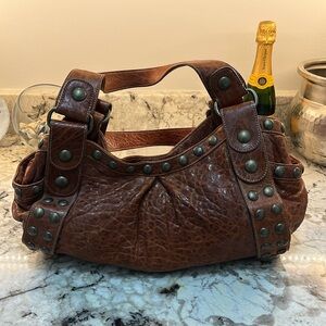 Kooba Studded Brown Leather Purse / Hobo bag